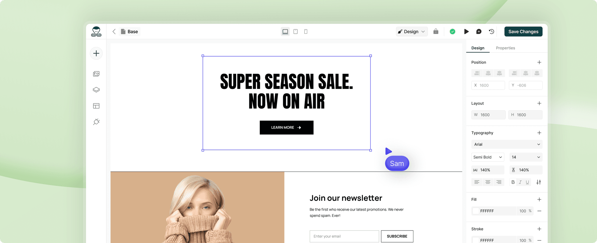 Drag-and-drop visual editor interface